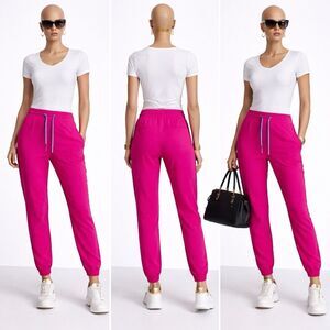 FIGS Women XL Fuchsia Pink Scrub Jogger Pants Drawstring Medical Nurse Uniform S